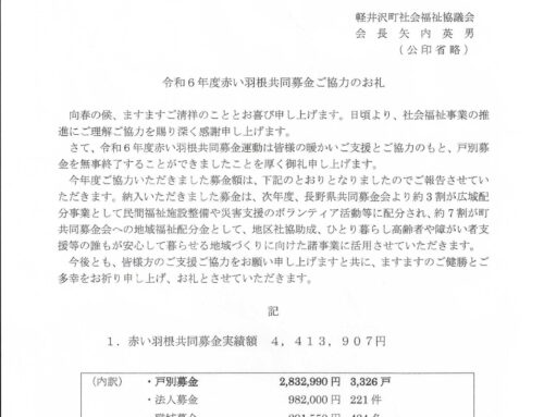 赤い羽根共同募金ご協力へのお礼